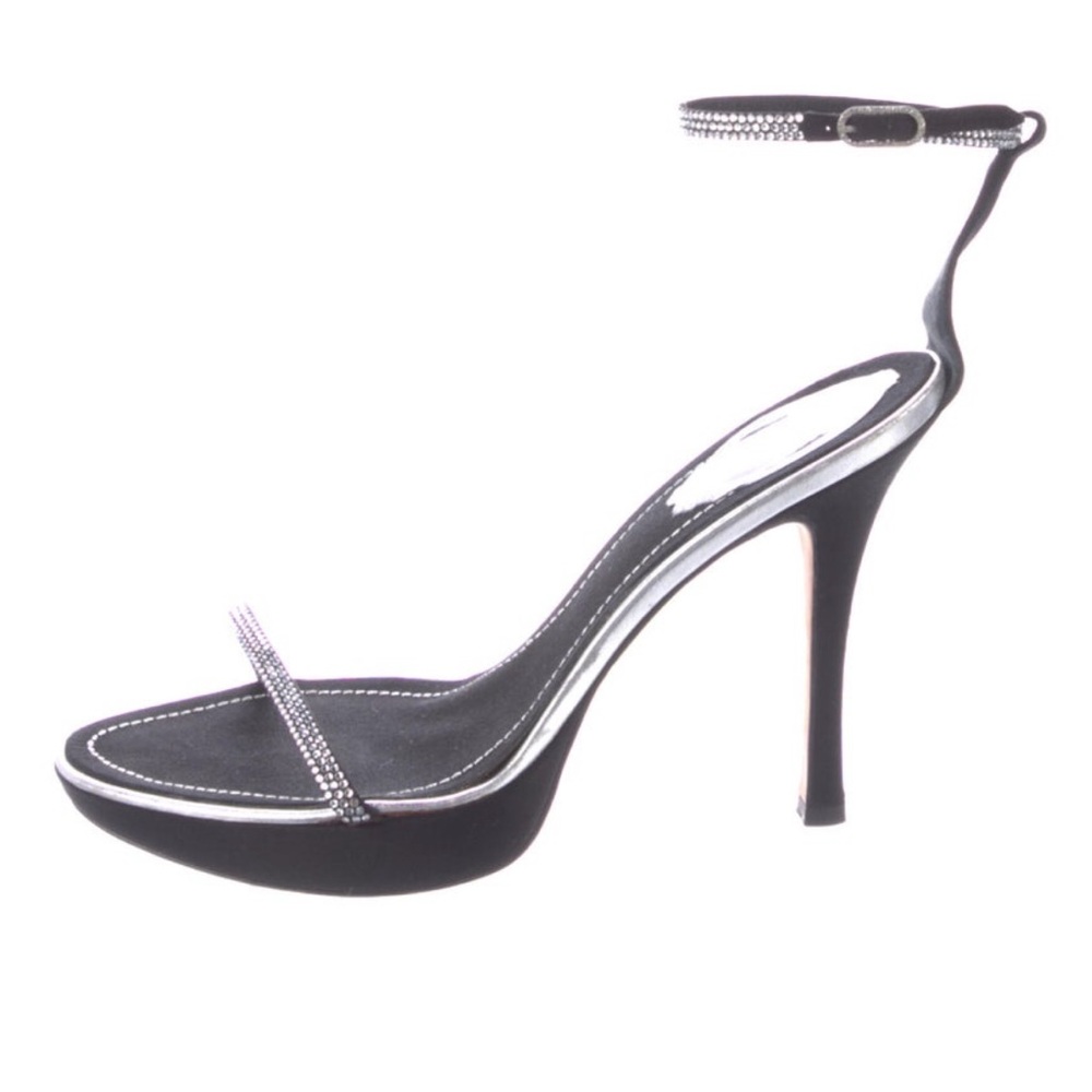 Rene Caovilla Satin Rhinestone Strappy Heels - Picture 3 of 17